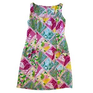 Lilly Pulitzer Vintage Pink Tile Patchwork Dress Size: 2